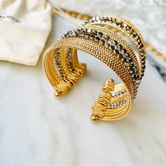 Victoria Emerson Gold Multi Strand Open Cuff Bracelet - Picture 7 of 12